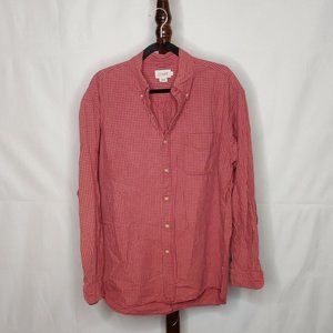 J. Crew size L men's shirt red check pattern collar button up long sleeve pocket